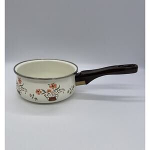 Vintage Countryside Collection Sauce Pan Pot JMP Spain Floral Enamel Cookware